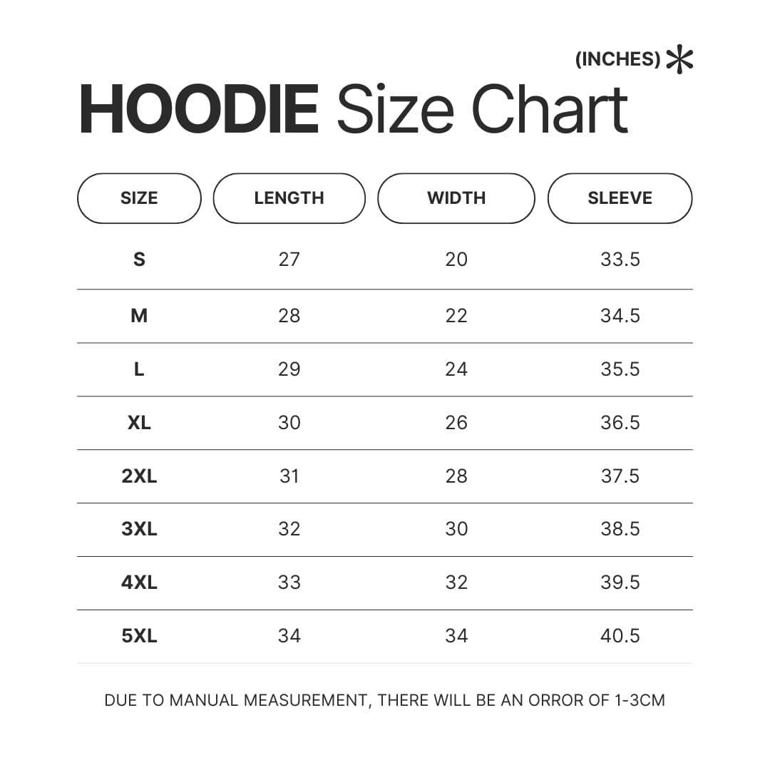 Hoodie Size Chart - Cbum Cbum Merch