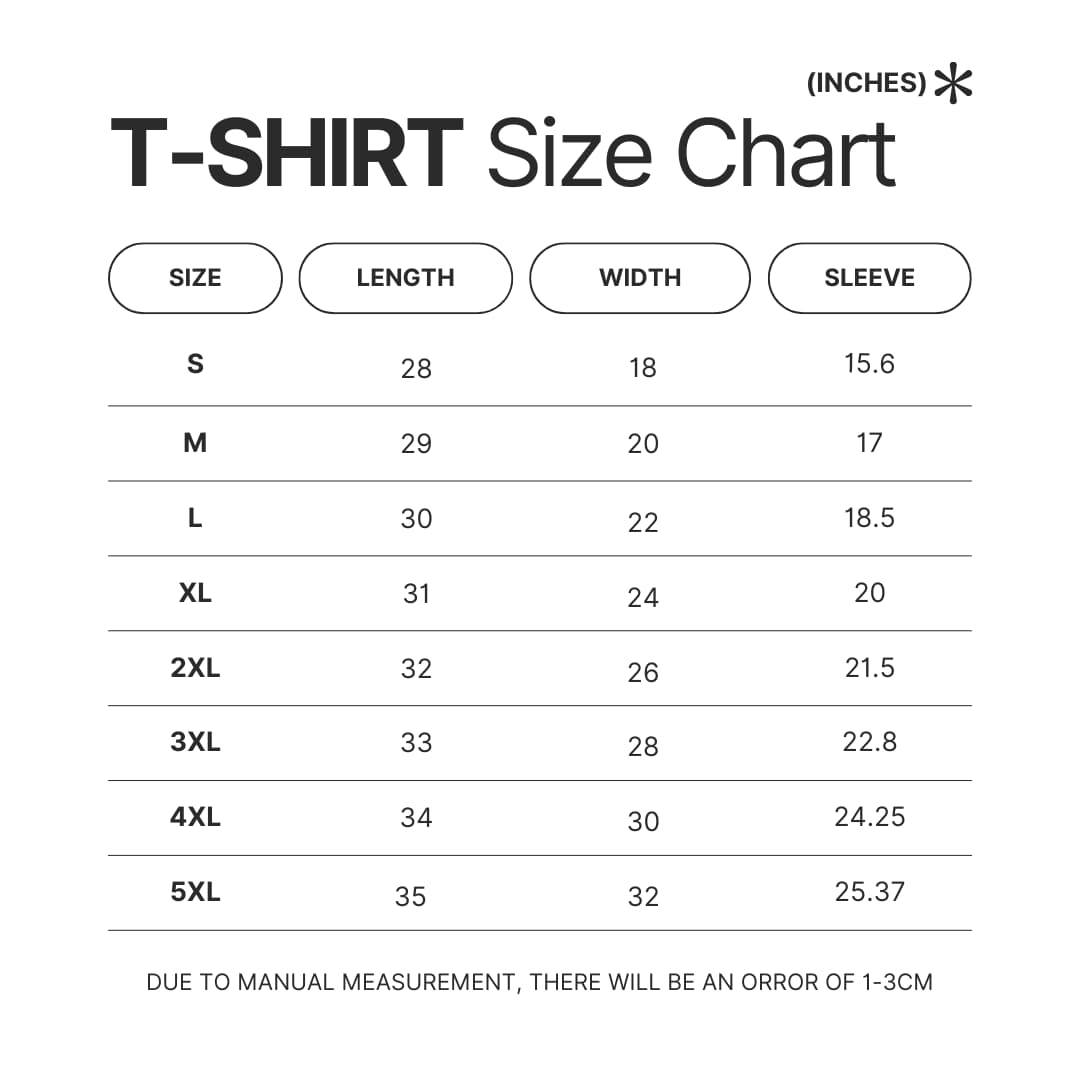 T shirt Size Chart - Cbum Cbum Merch
