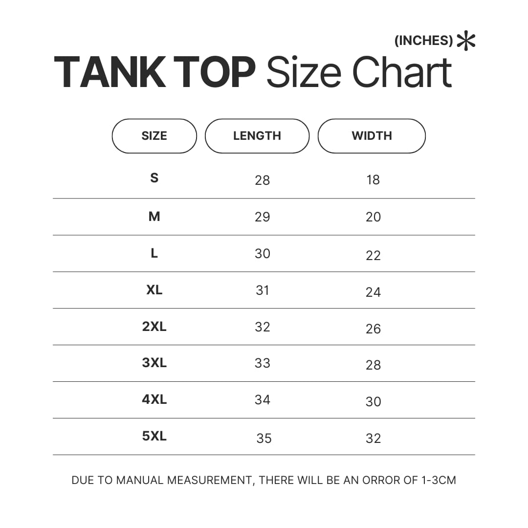 Tank Top Size Chart - Cbum Cbum Merch