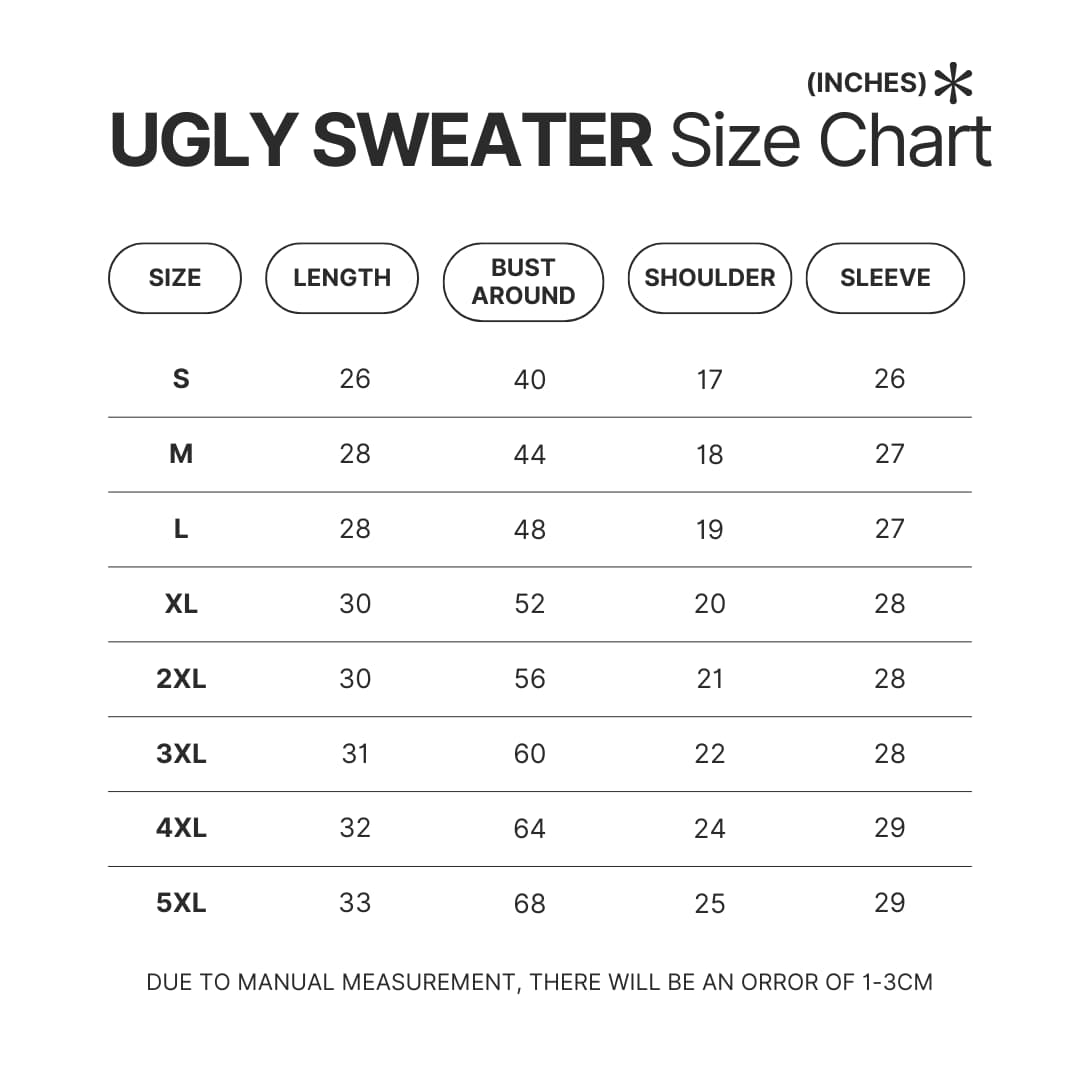 Ugly Sweater Size Chart - Cbum Cbum